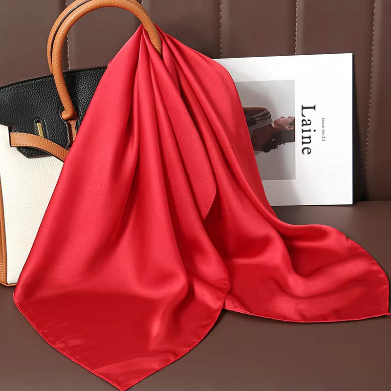 Women'S Bags For Work - Luxe Effen Kleur Zijden Vierkante Sjaal