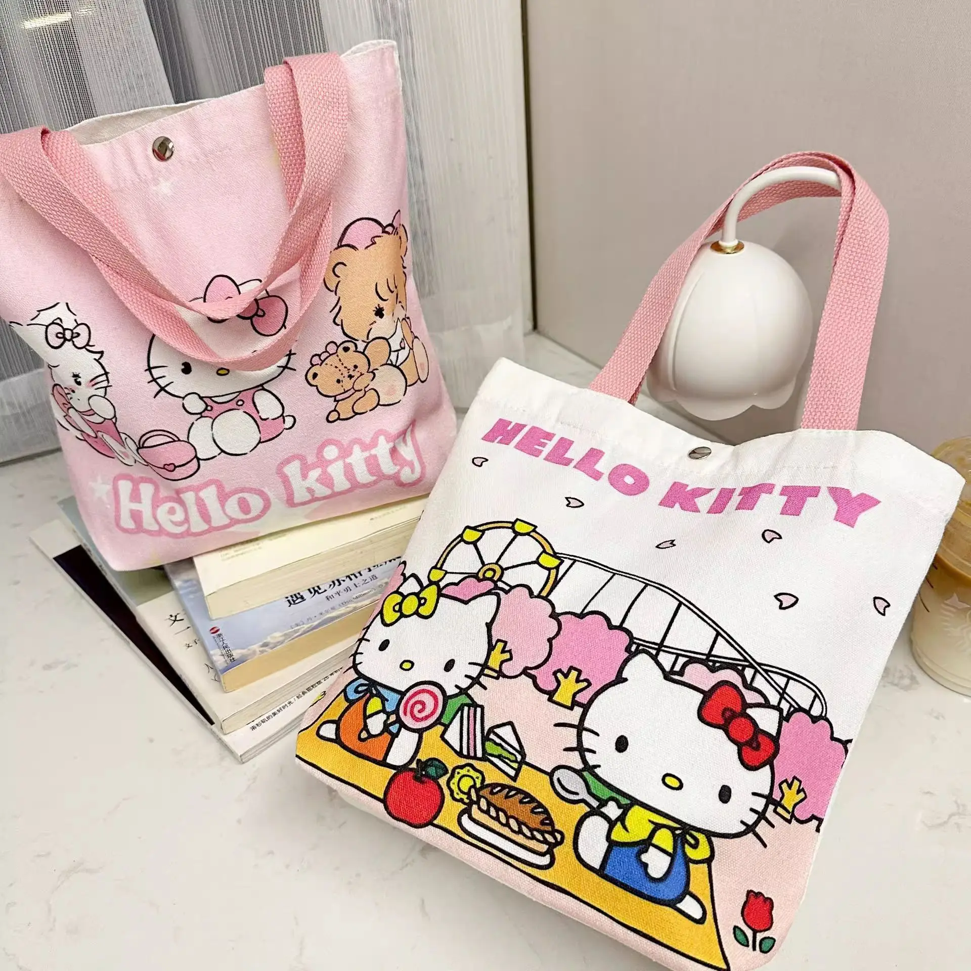 Women Bags Wholesale - Leuke Hello Kitty-print, ruime canvas tas