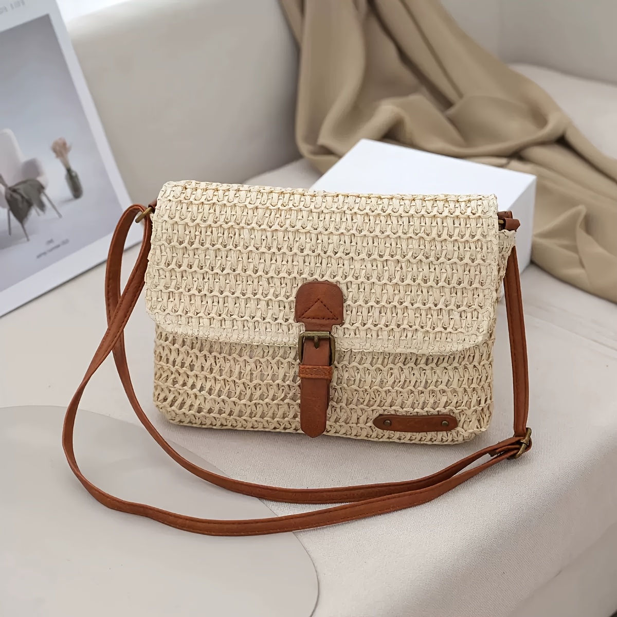 Vintage geweven stro crossbody - Woven Straw Bag recensie en prijs