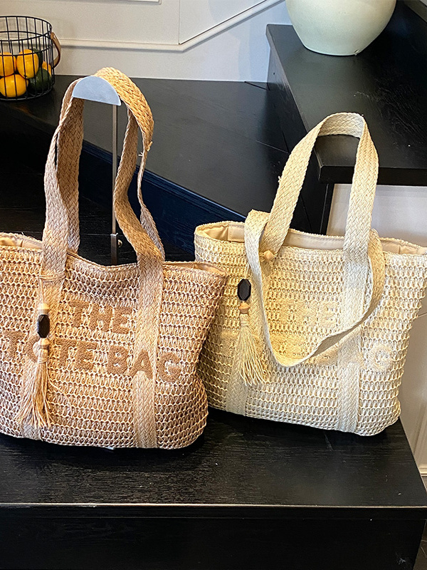 Zomerse strandtas met grote in - Woven Straw Bag recensie en prijs