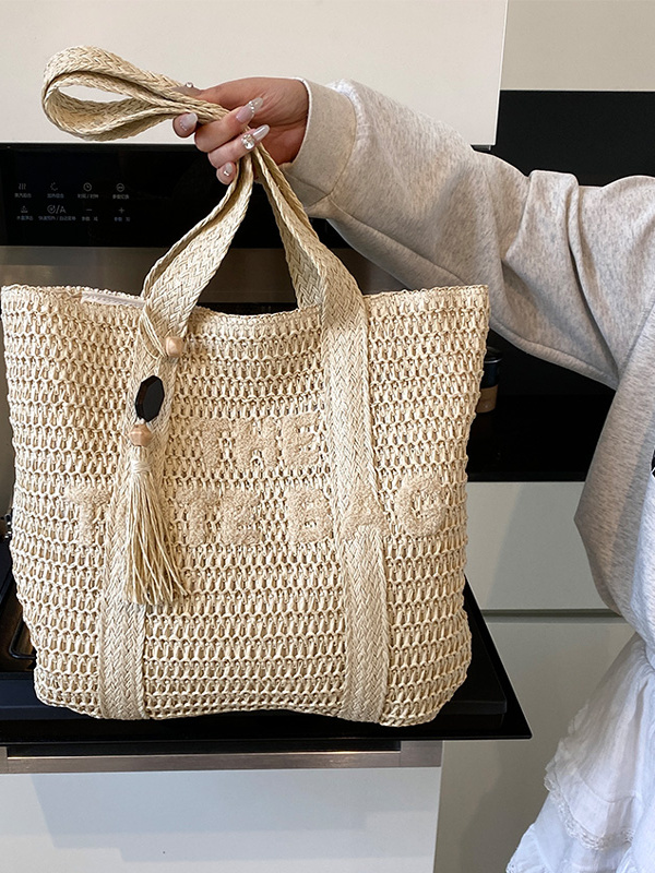 Zomerse strandtas met grote in - Woven Straw Bag recensie en prijs